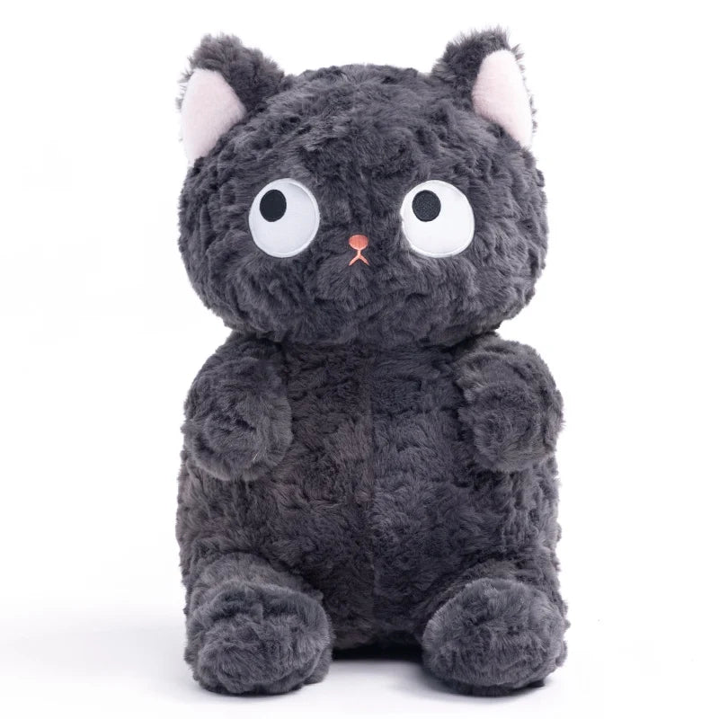 Dark Grey Plush Cat with Wide Eyes and Pink Paws - Image 8
