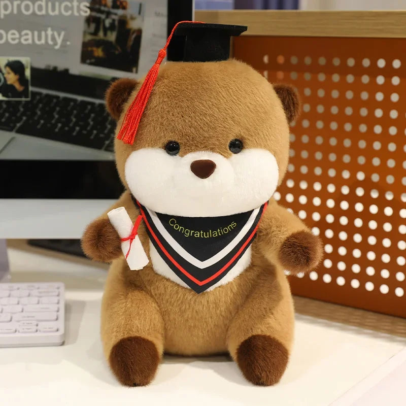 Brown Plush Graduation Bear with Cap and Diploma - Image 8