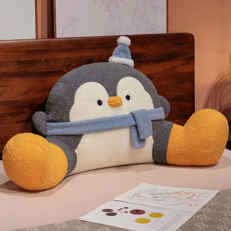 Cute Blue Penguin Plush Pillow with Hat and Scarf - Image 6