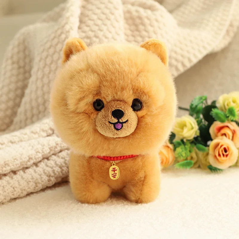 Cute Chubby Dog Plushie with Red Collar Charm - Image 11