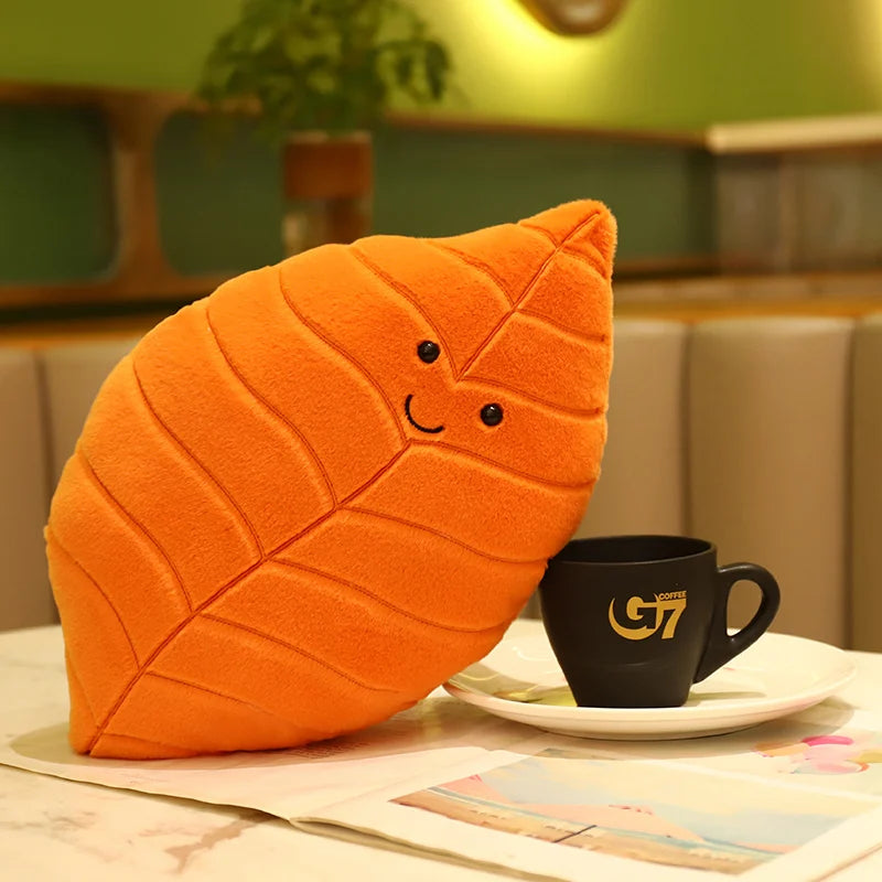 Cute Leaf Plush Pillow with Happy Faces - Image 12