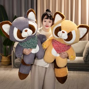 Oversized Soft Raccoon Plush with Bandana