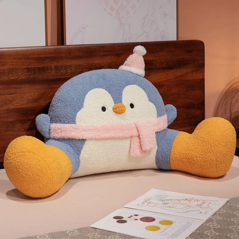 Cute Blue Penguin Plush Pillow with Hat and Scarf - Image 7