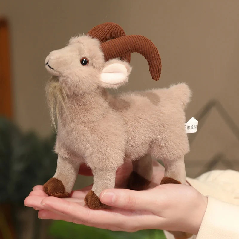 Cute Mountain Goat Plush Toy with Corduroy Horns - Image 3