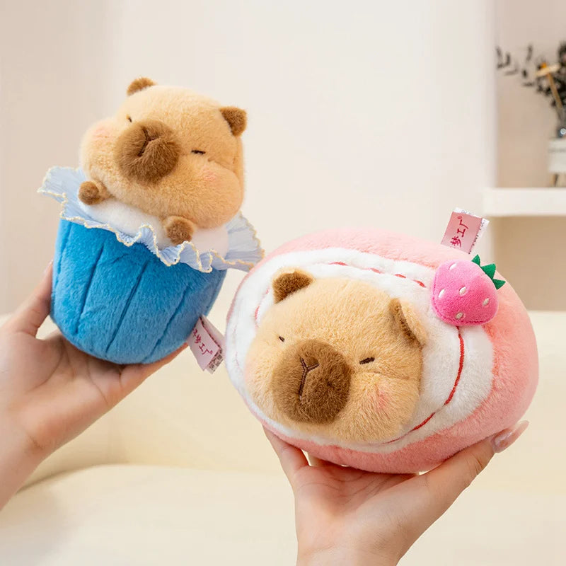 Cute Pink Swiss Roll Bear Plushie with Strawberry - Image 4