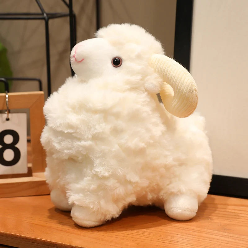 Creamy White Fluffy Sheep Plush with Ribbed Ears - Image 8