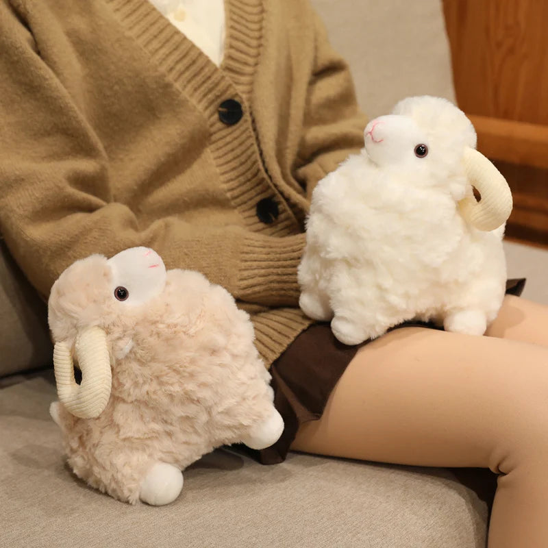 Creamy White Fluffy Sheep Plush with Ribbed Ears - Image 5