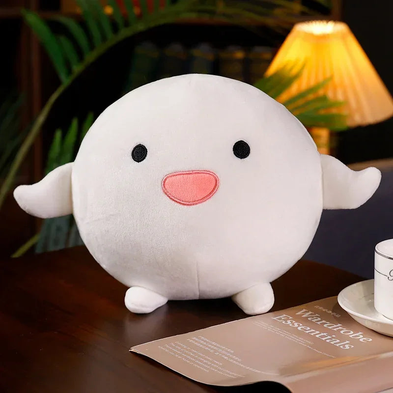 Cute Round White Plush Keychain with Expressions - Image 7