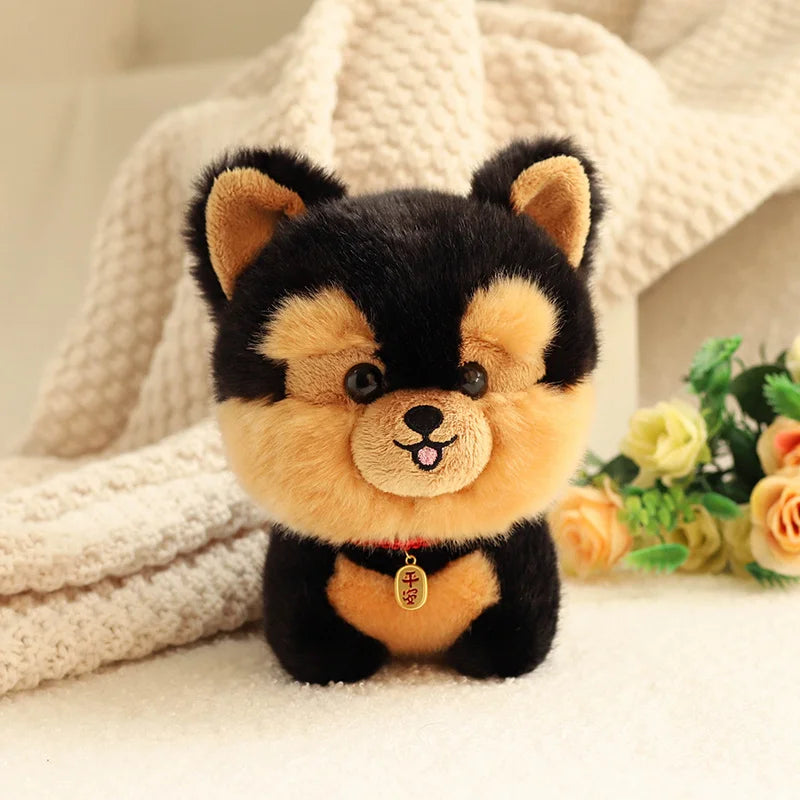 Cute Chubby Dog Plushie with Red Collar Charm - Image 9