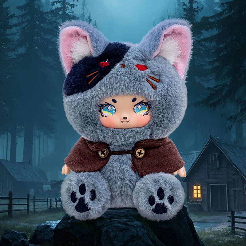 Gothic Maroon Faux Fur Plush Figure - Image 9