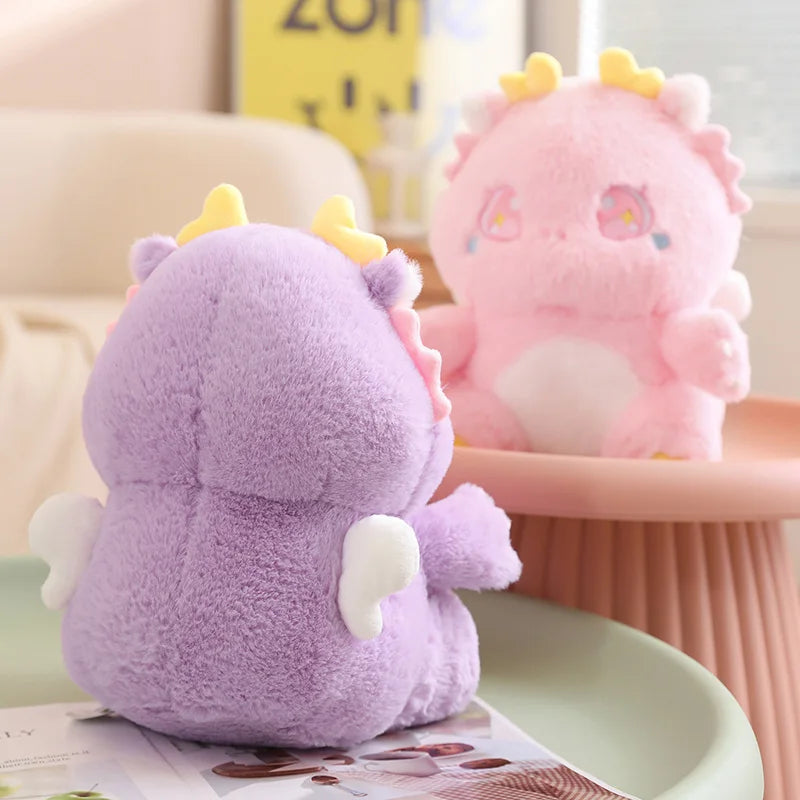 Fuzzy Pink Dragon Plush with Heart Horns & Star Eyes - Image 5