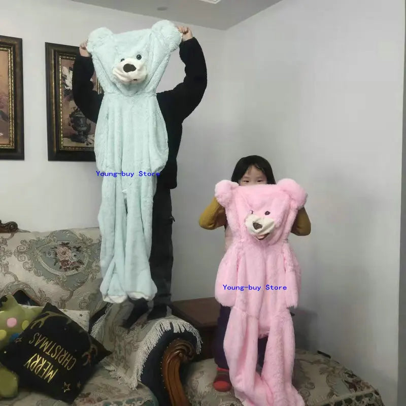 Giant Unstuffed Plush Bear Skin, Blue or Pink