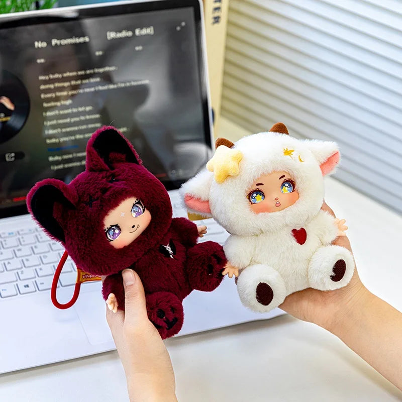 Gothic Maroon Faux Fur Plush Figure - Image 2