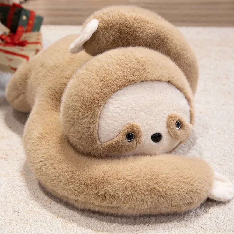Cuddly Light Brown Lying Sloth Plush