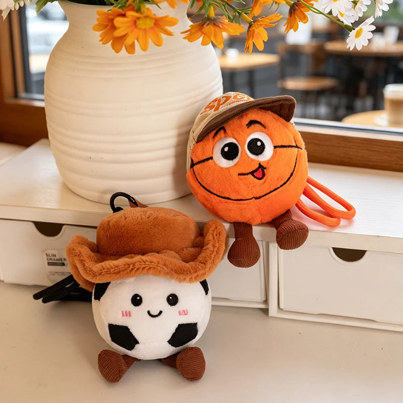 Cute Plush Sports Ball Character Keychains - Image 4