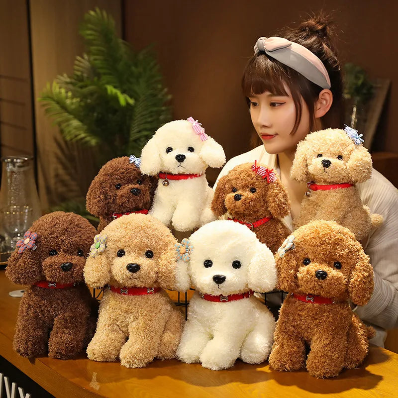 Adorable Curly Poodle Plush with Bell Collar - Image 2