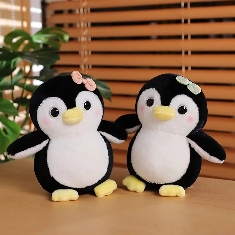 Cute Penguin Plush with Bows and Rosy Cheeks