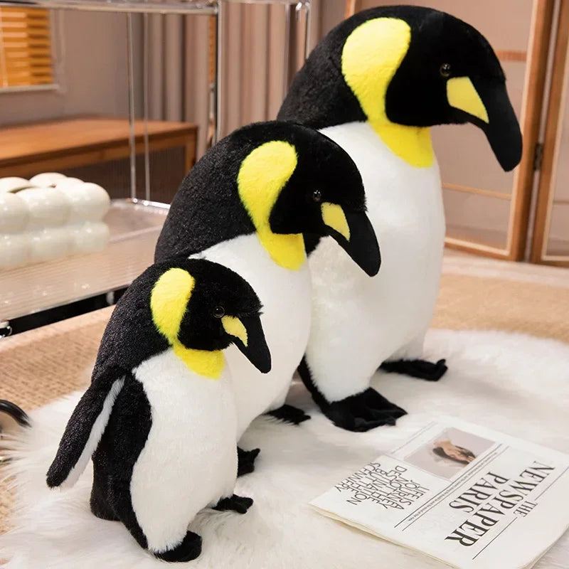 Lifelike Emperor Penguin Plush with Yellow Details - Image 3