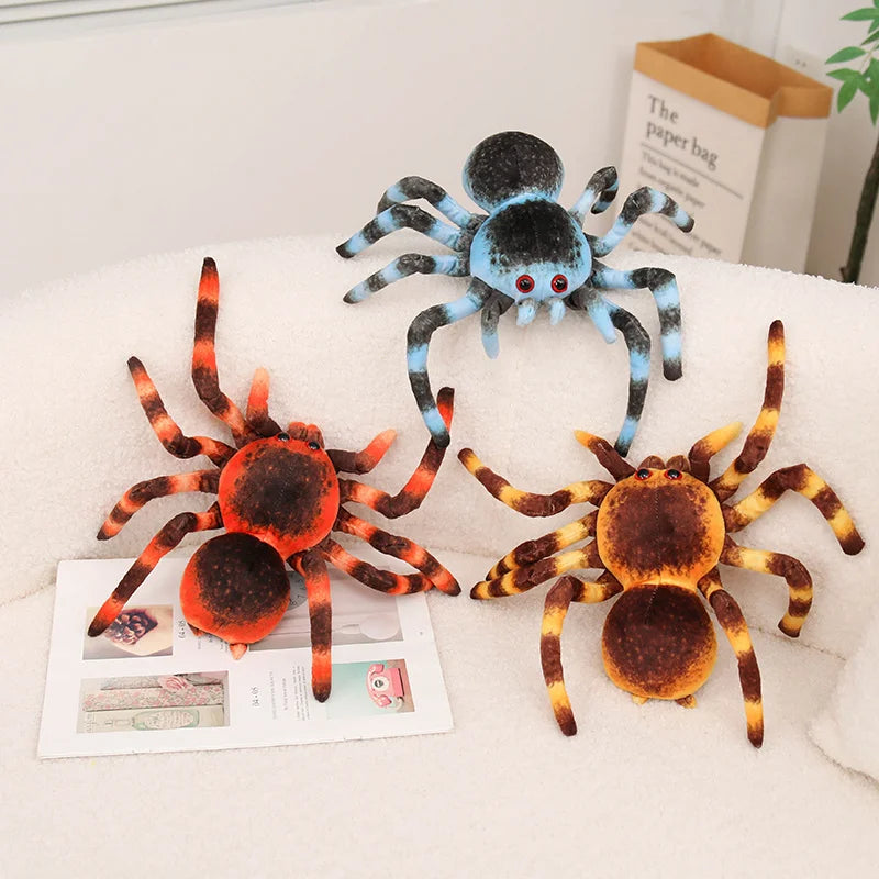 Blue Striped Plush Spider with Red Eyes - Image 3