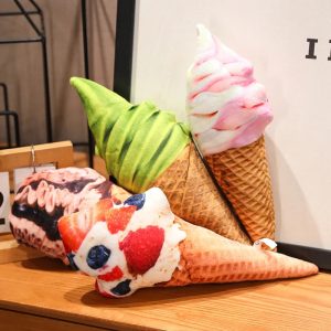 Realistic Ice Cream Cone Plush Pillow