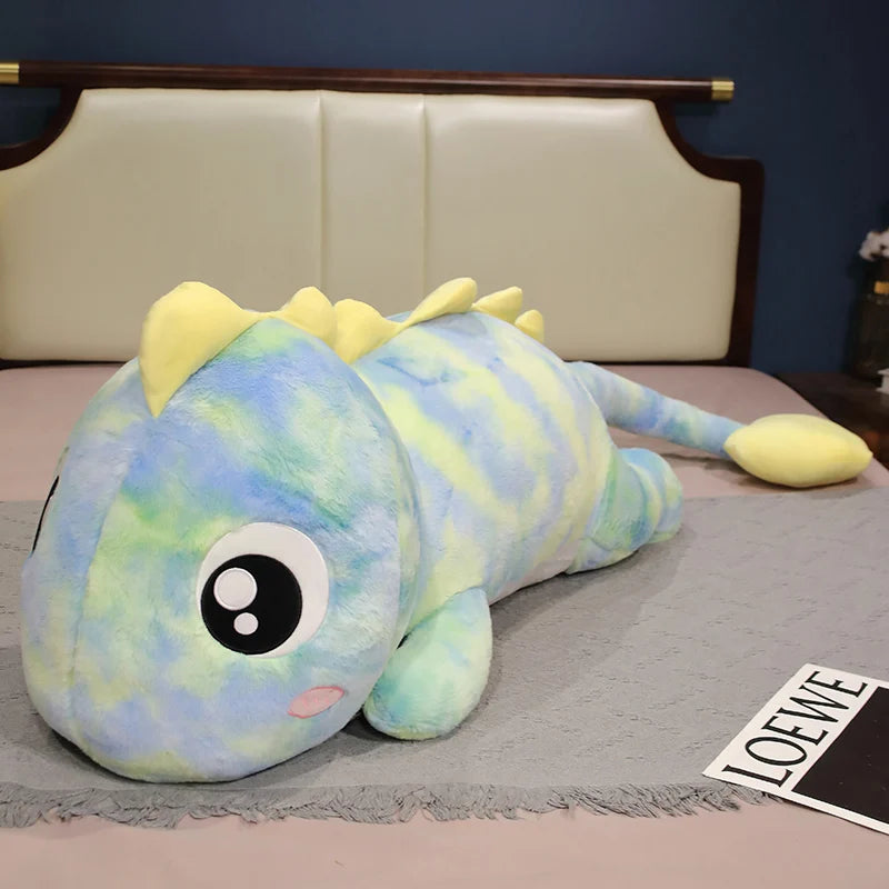 Blue and Yellow Tie-Dye Dinosaur Plush Body Pillow - Image 6