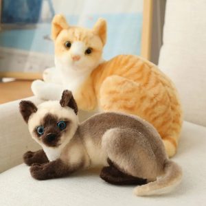Realistic Siamese and Orange Tabby Plush Cats