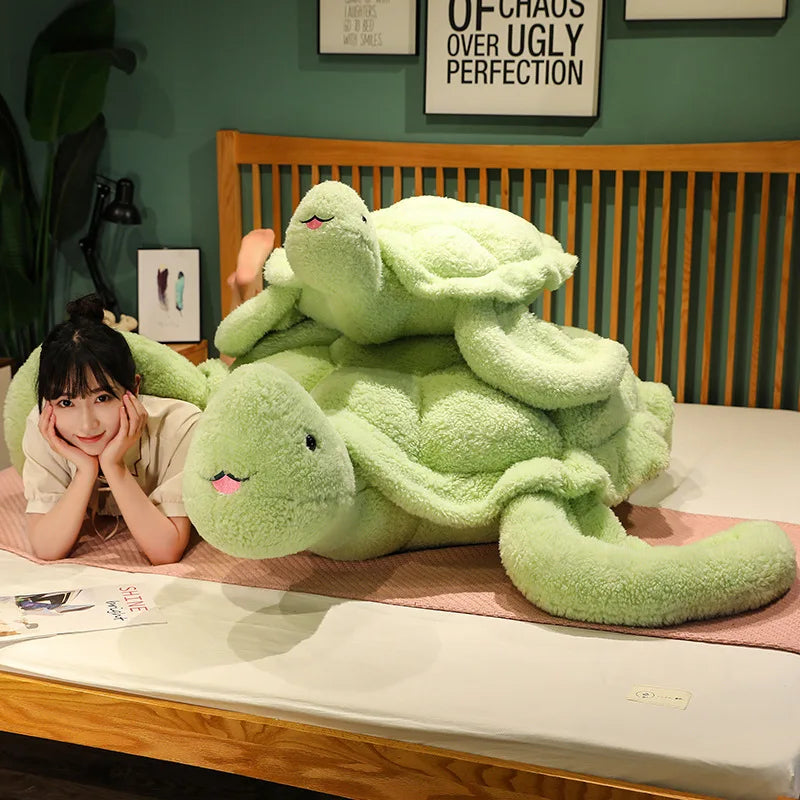 Soft Oversized Light Green Turtle Plush Pillow - Image 5