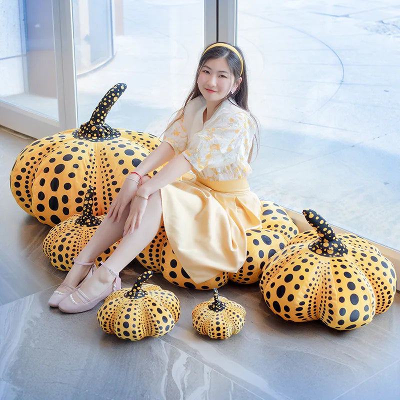 Vibrant Polka Dot Pumpkin Plush Cushion - Image 2