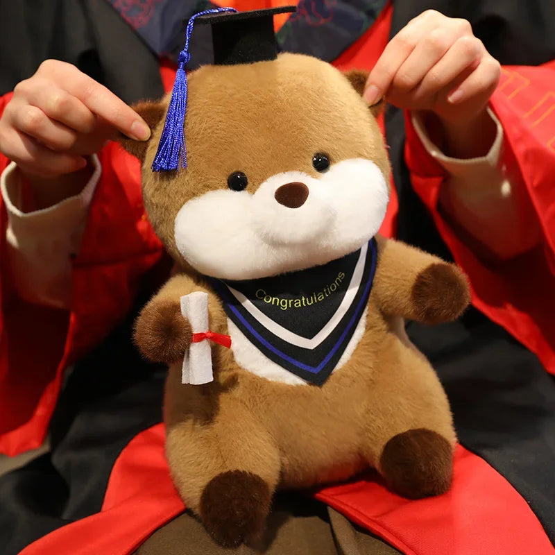 Brown Plush Graduation Bear with Cap and Diploma - Image 6