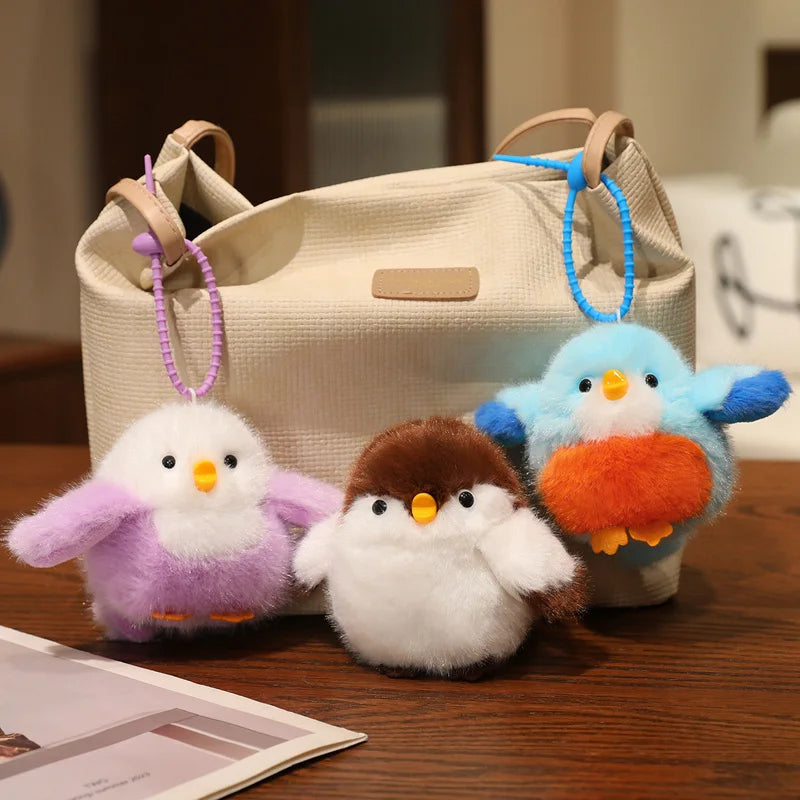 Vibrant Fluffy Bird Plush Keychain - Image 4