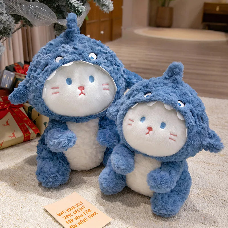 Cute Fluffy Husky in Blue Shark Costume - Image 3