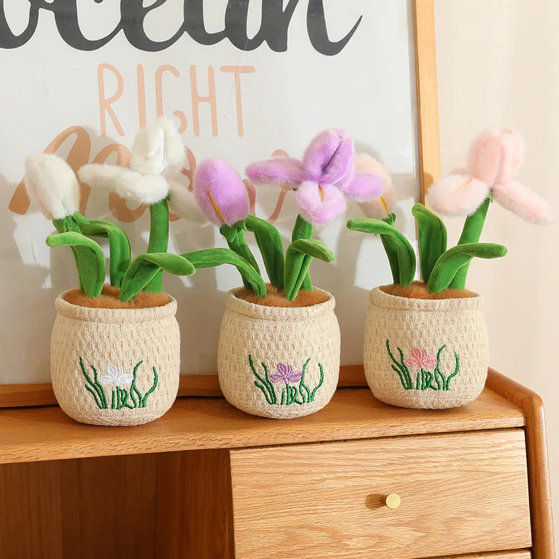 Soft Plush Potted Flowers with Embroidered Pots - Image 5