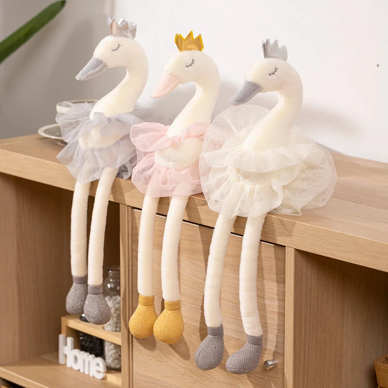 Sleeping Swan Plush Toy with Crown and Tulle Skirt - Image 2