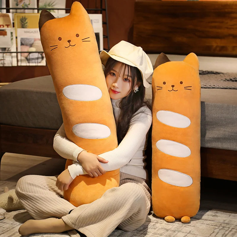 Cute Orange Cat Baguette Plush Pillow - Image 5