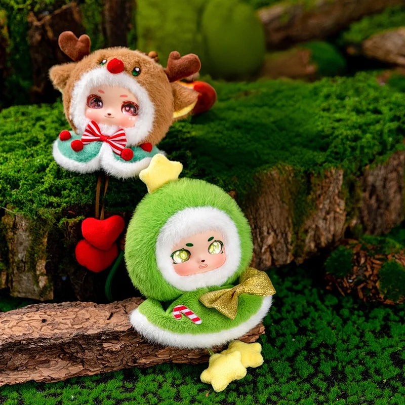 Cute Reindeer Plush Keychain with Green Cape & Heart - Image 4