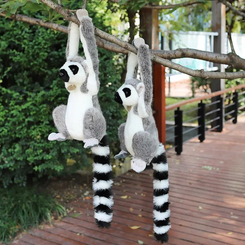 Grey Ring-Tailed Lemur Plush Toy with Striped Tail - Image 2