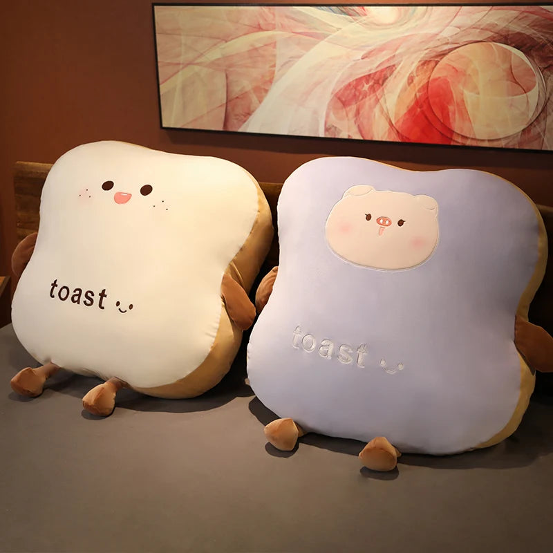 Plush Toast Pillow with Cute Animal Faces - Image 2