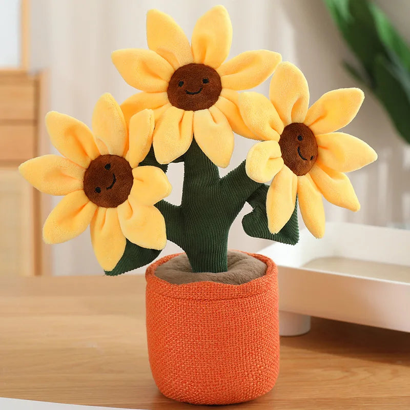Smiling Potted Plush Sunflower Decoration - Image 4