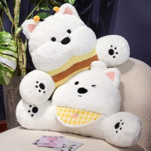 Cute White Plush Bee and Bear Animal Pillow Set