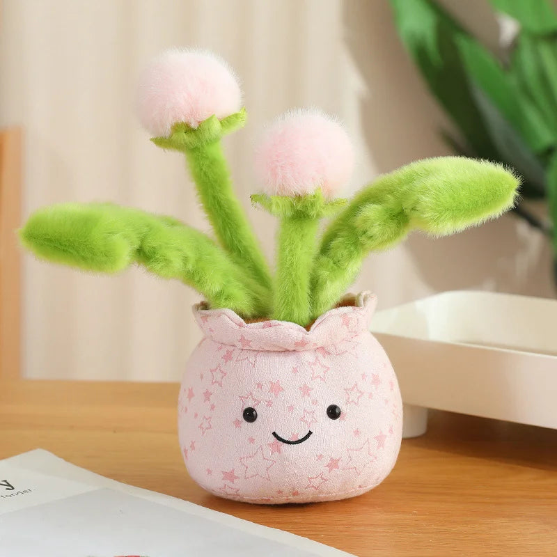 Cute Pink Potted Plush Plant with Star Pot - Image 6