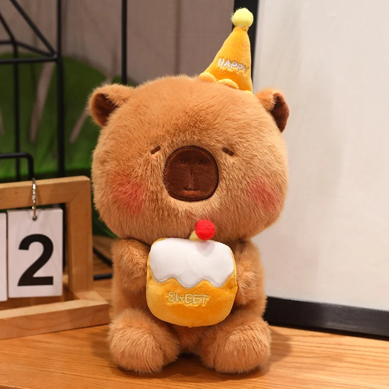 Happy Brown Plush Bear with Cupcake & Party Hat - Image 5