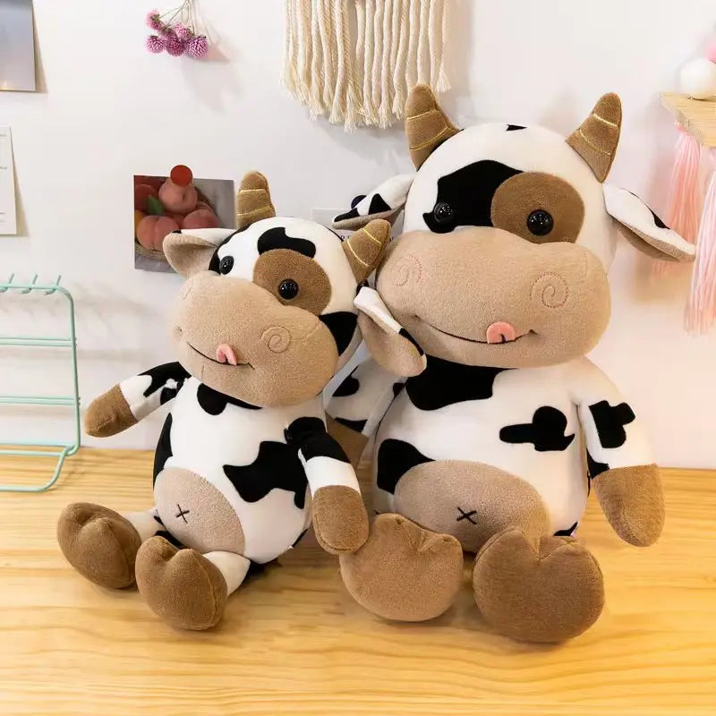 Friendly Spotted Cow Plush with Gold Horns - Image 2