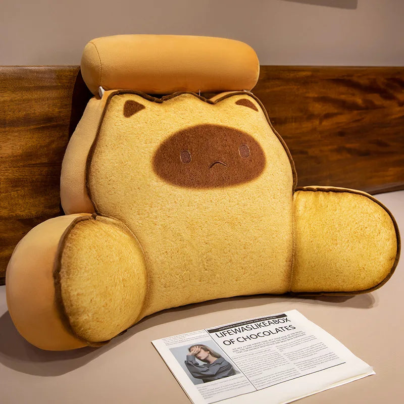 Cute Bear Plush Backrest Pillow with Headrest - Image 8