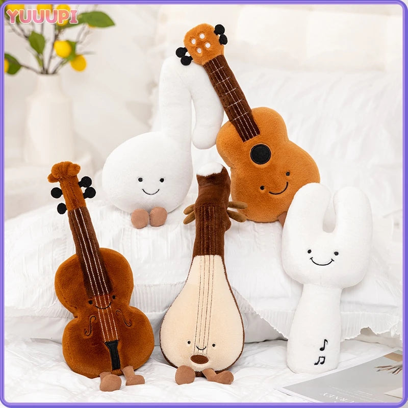Cute Brown Violin Plush Toy with Smile Face - Image 3