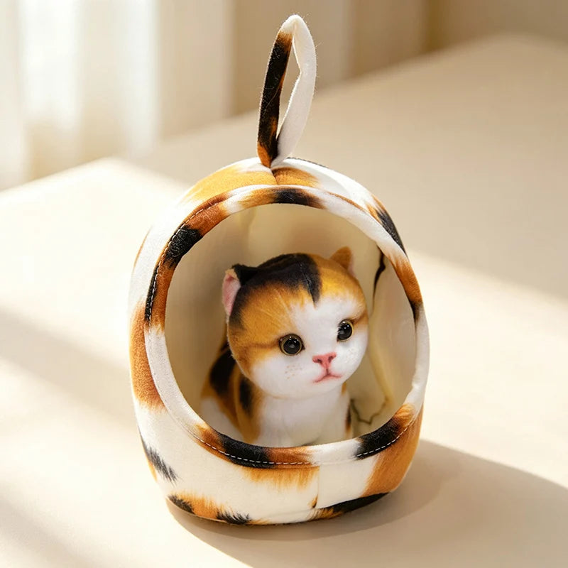 Soft Plush Kitten with Cozy Fabric House Bed - Image 8