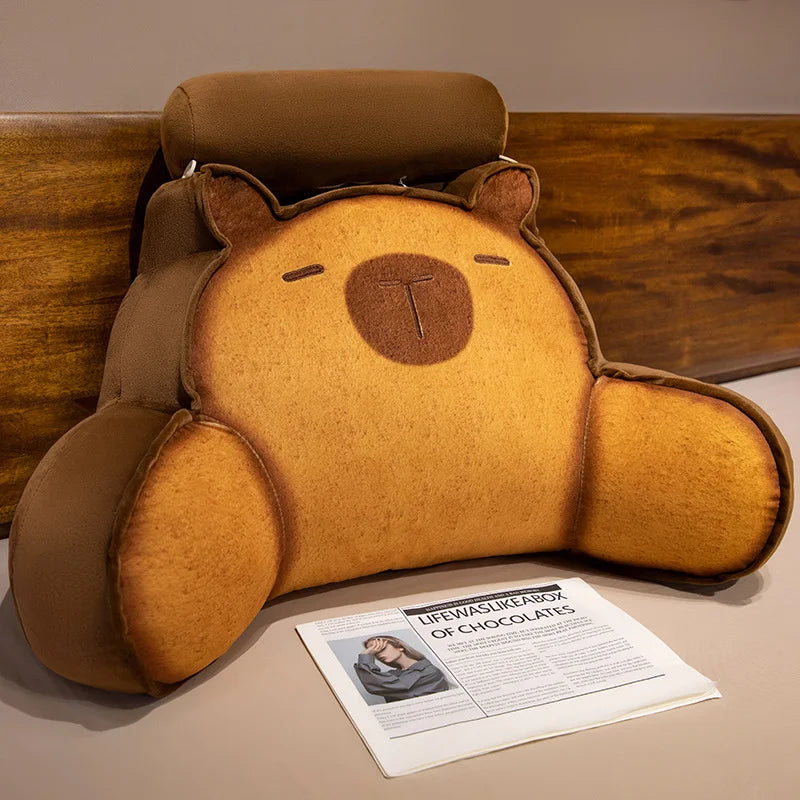 Cute Bear Plush Backrest Pillow with Headrest - Image 6