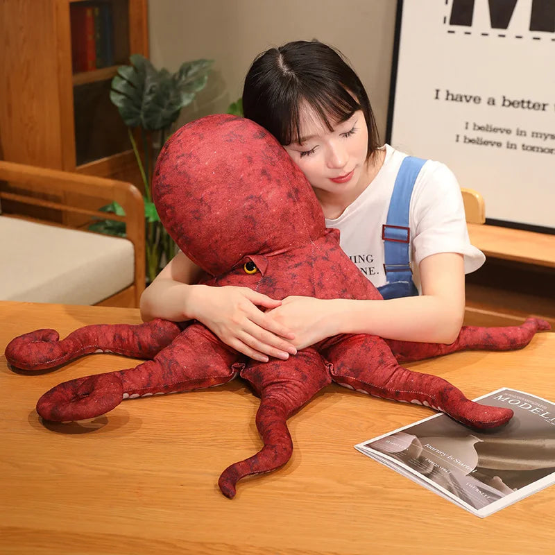 Lifelike Dark Red Octopus Plush - Image 3