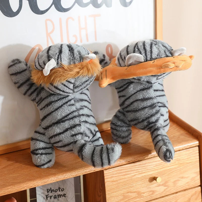 Gray Tabby Cat in Bread Slice Plush Toy - Image 5