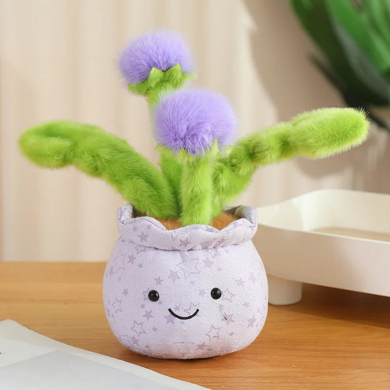 Cute Pink Potted Plush Plant with Star Pot - Image 5