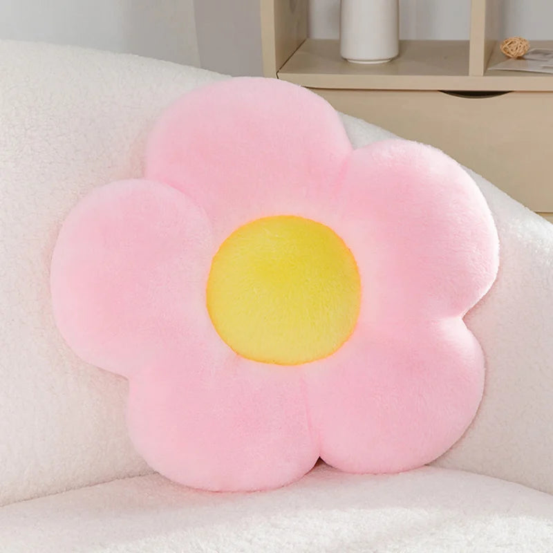 White Daisy Flower Plush Pillow with Orange Center - Image 5